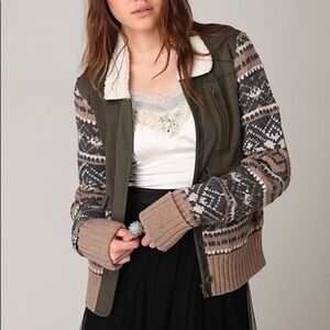 We The Free Fairisle Bomber Jacket: Size Large